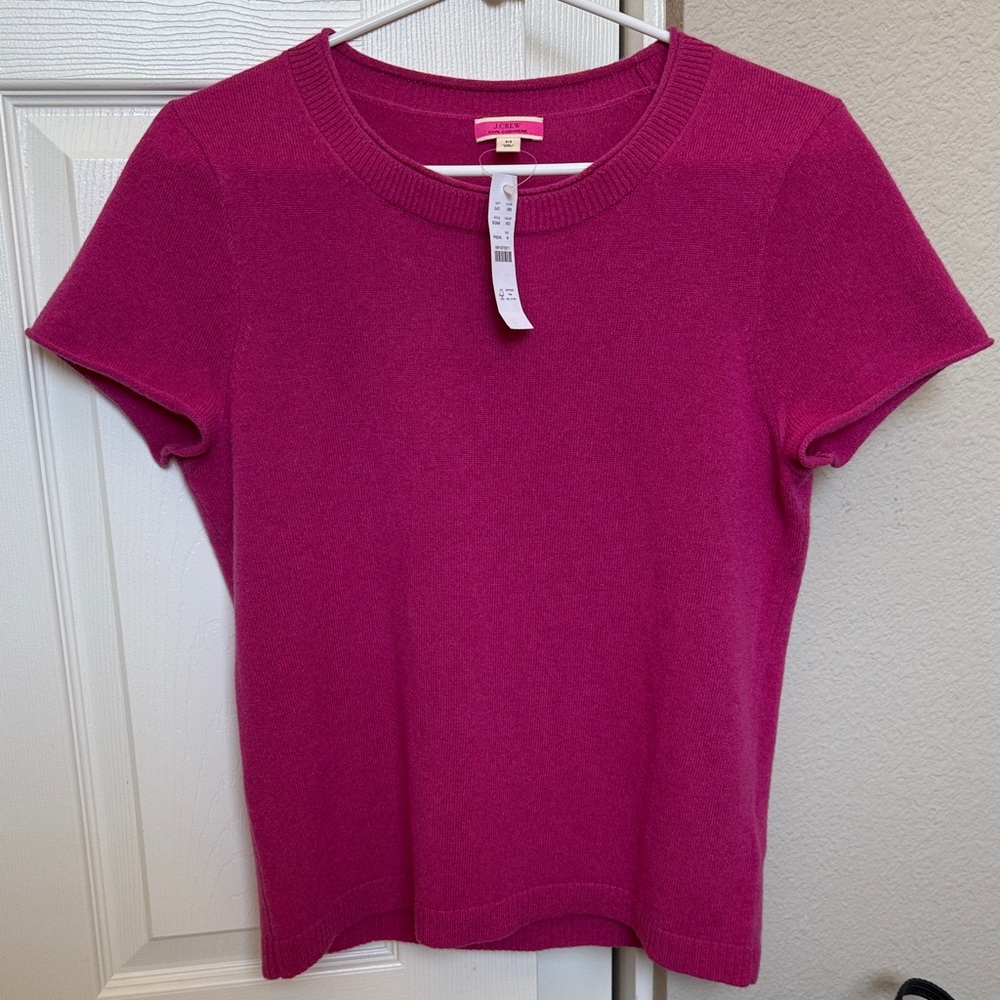 NWT J CREW Fuschia 100% Cashmere Tee